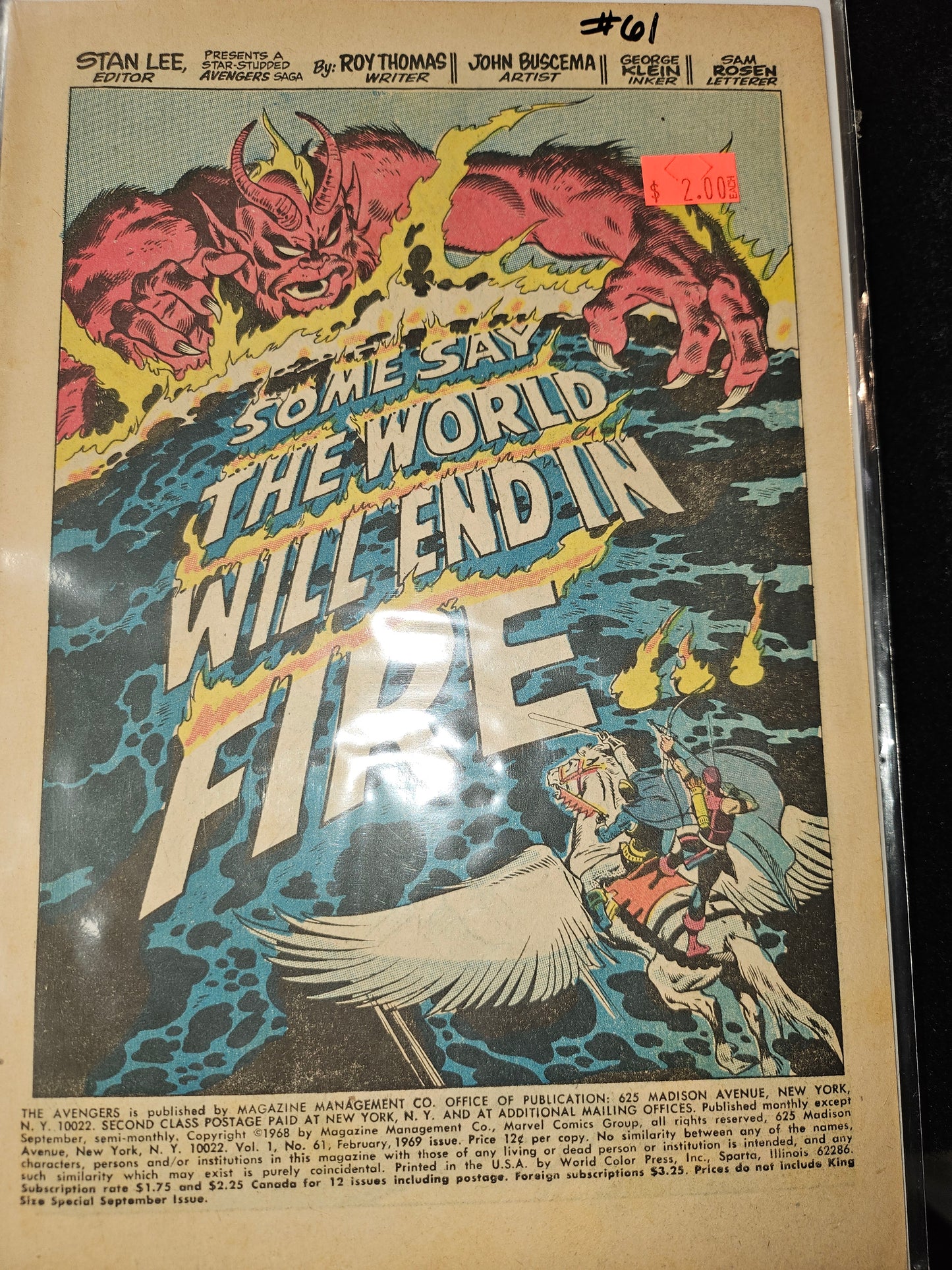 Avengers – Marvel Comics – (1963–1999) – Volume 1 – #61 (MISSING COVER)