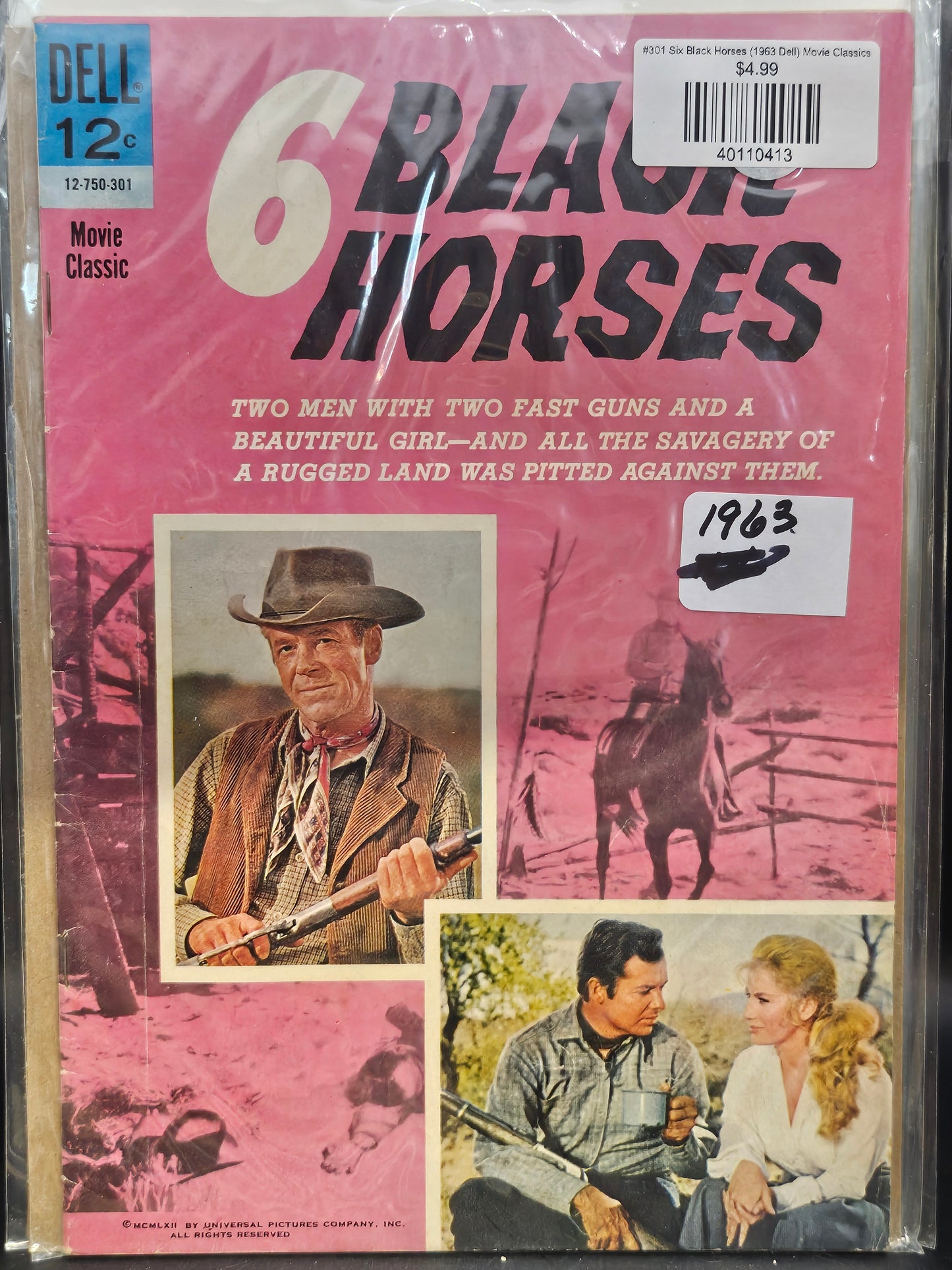 #301 Six Black Horses (1963 Dell) Movie Classics