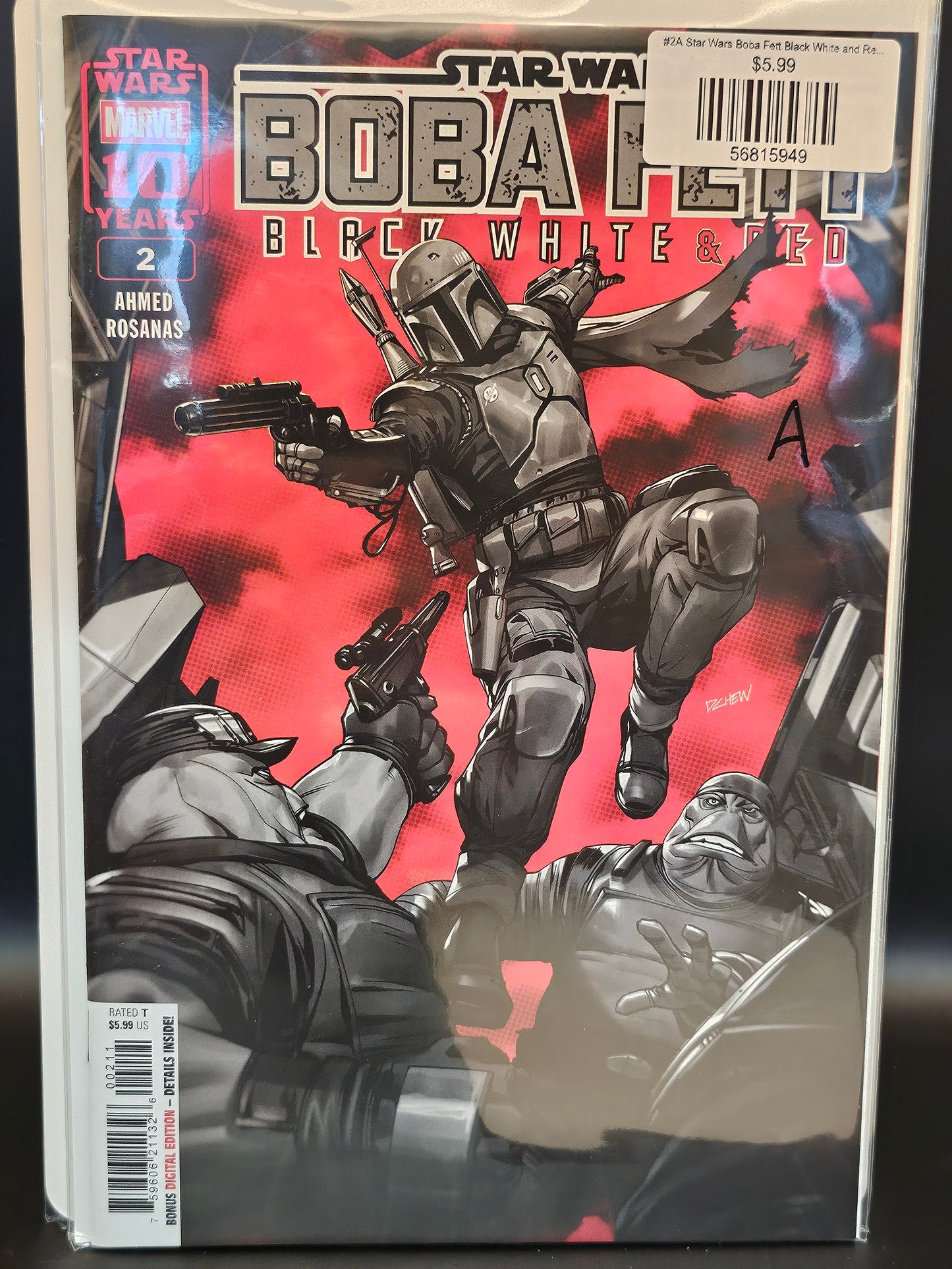 #2A Star Wars Boba Fett Black White and Red (2025 Marvel)