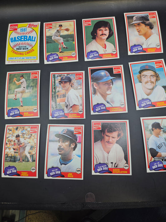 Boston Red Sox  12 trading cards  1981 Topps~Coca Cola