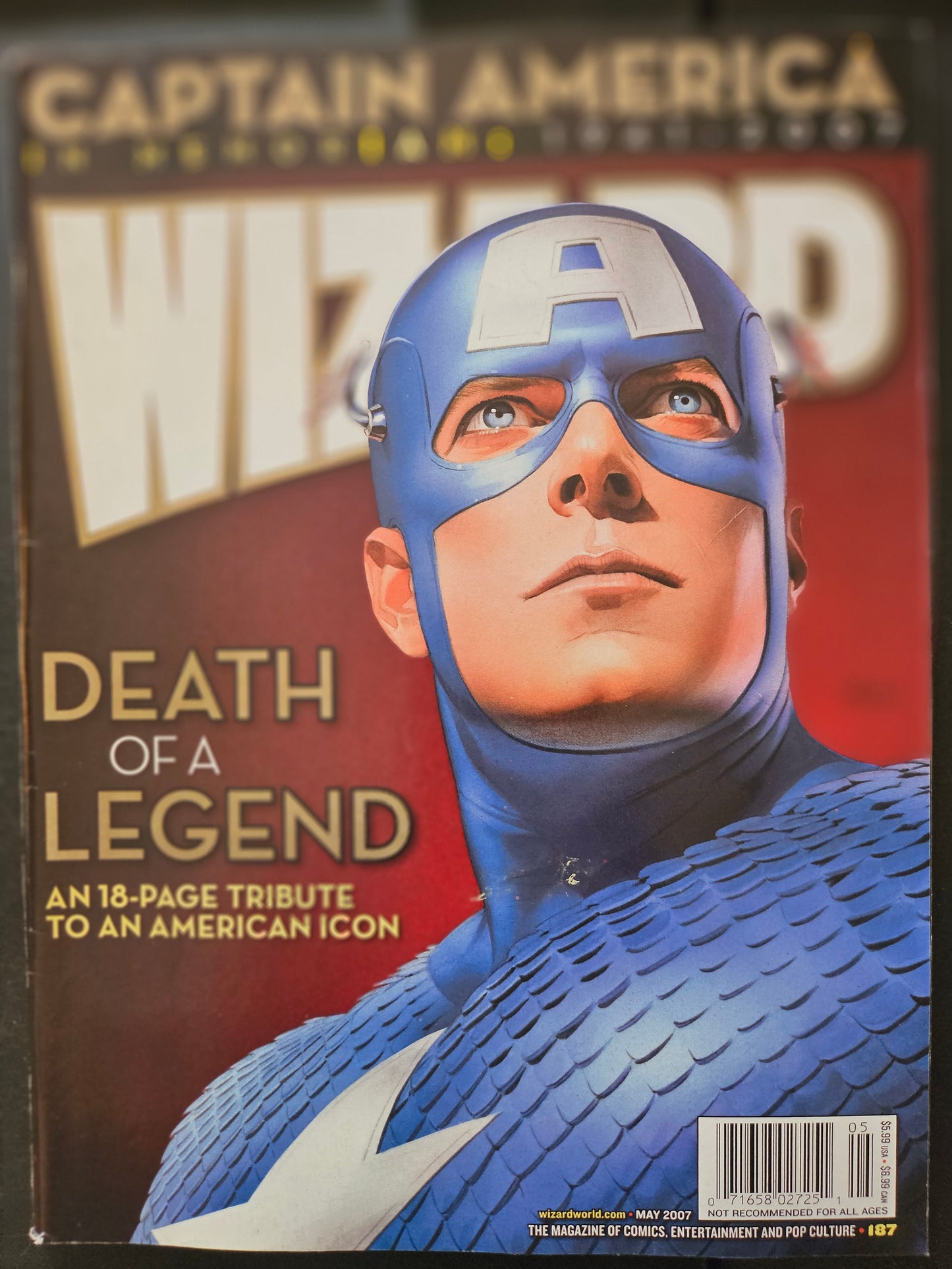6 Wizard magazines 180 181 184 185 186 187 includes Captain America Memoriam