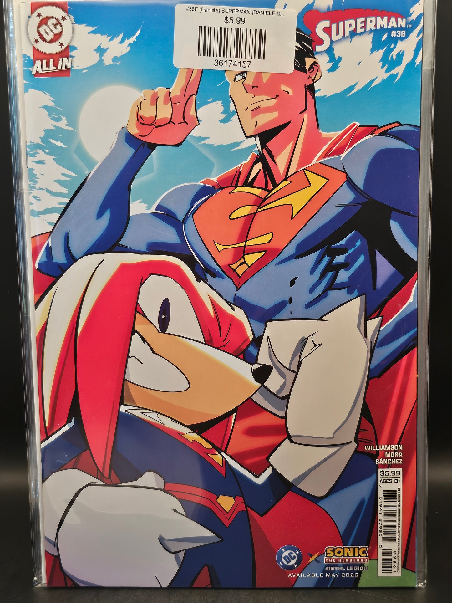 #38F (Daniele) SUPERMAN (DANIELE DI NICUOLO DC X SONIC CARD STOCK VAR THE REIGN OF THE SUPERBOYS)